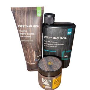 Every Man Jack Lot of 3 Men’s Grooming Bundle: Shampoo & Conditioner Shave Cream